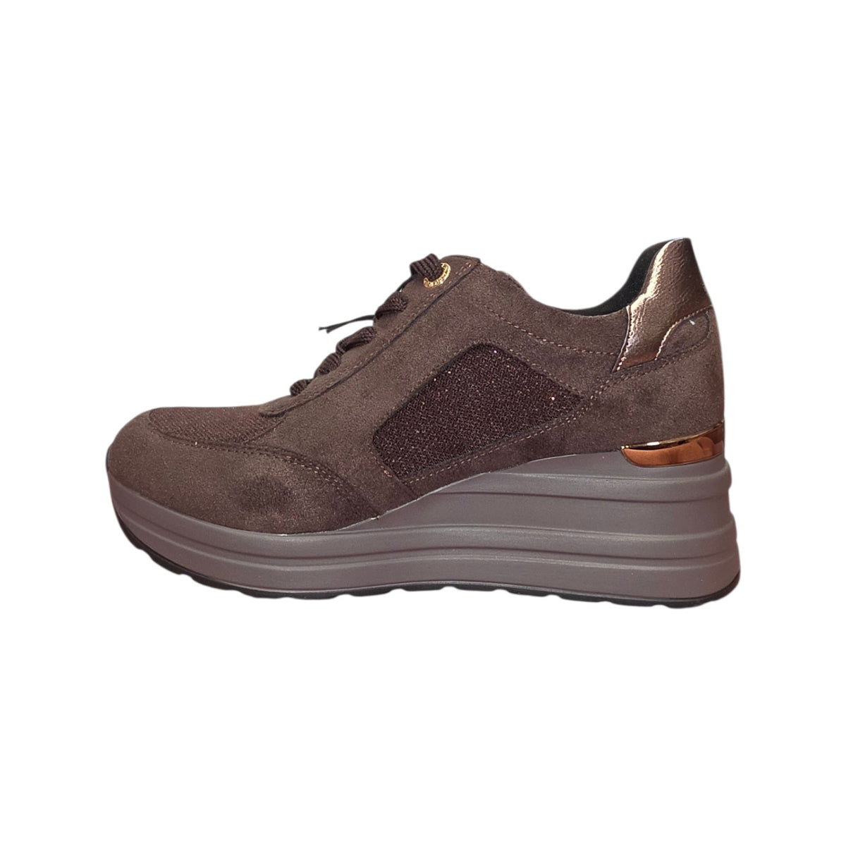 Queen Helena | Sneaker donna marrone con zip e platform