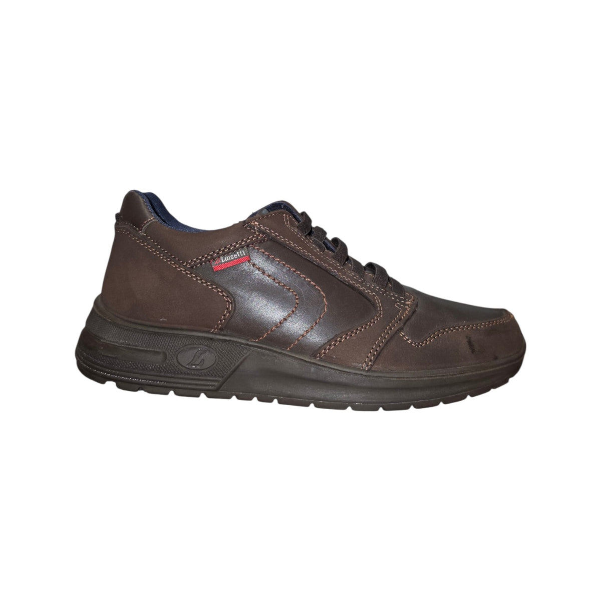 Luisetti | Scarpa uomo marrone con lacci e cuciture a contrasto