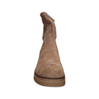 Stivaletto Donna Scamosciato Beige con Tacco Largo e Plateau