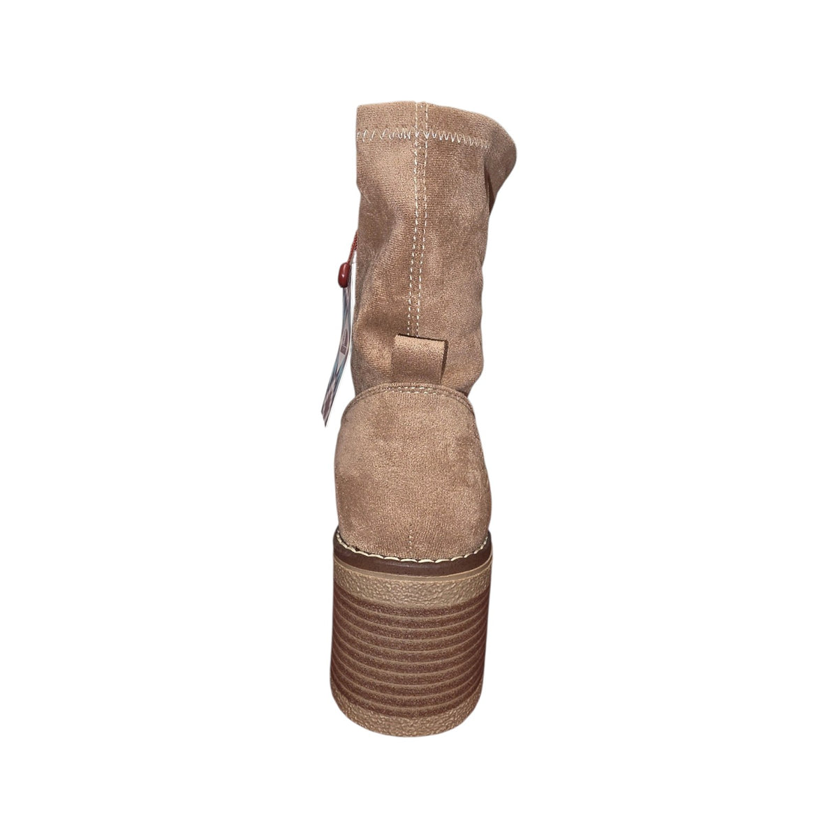 Stivaletto Donna Scamosciato Beige con Tacco Largo e Plateau