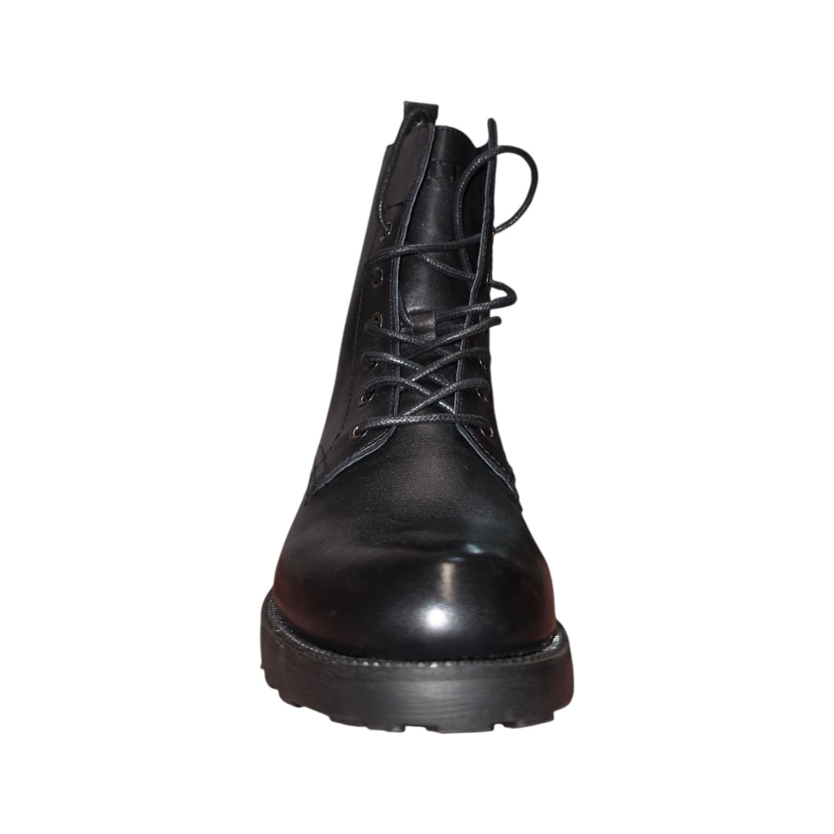 Stivaletto Cult Combat Nero in Pelle con Lacci