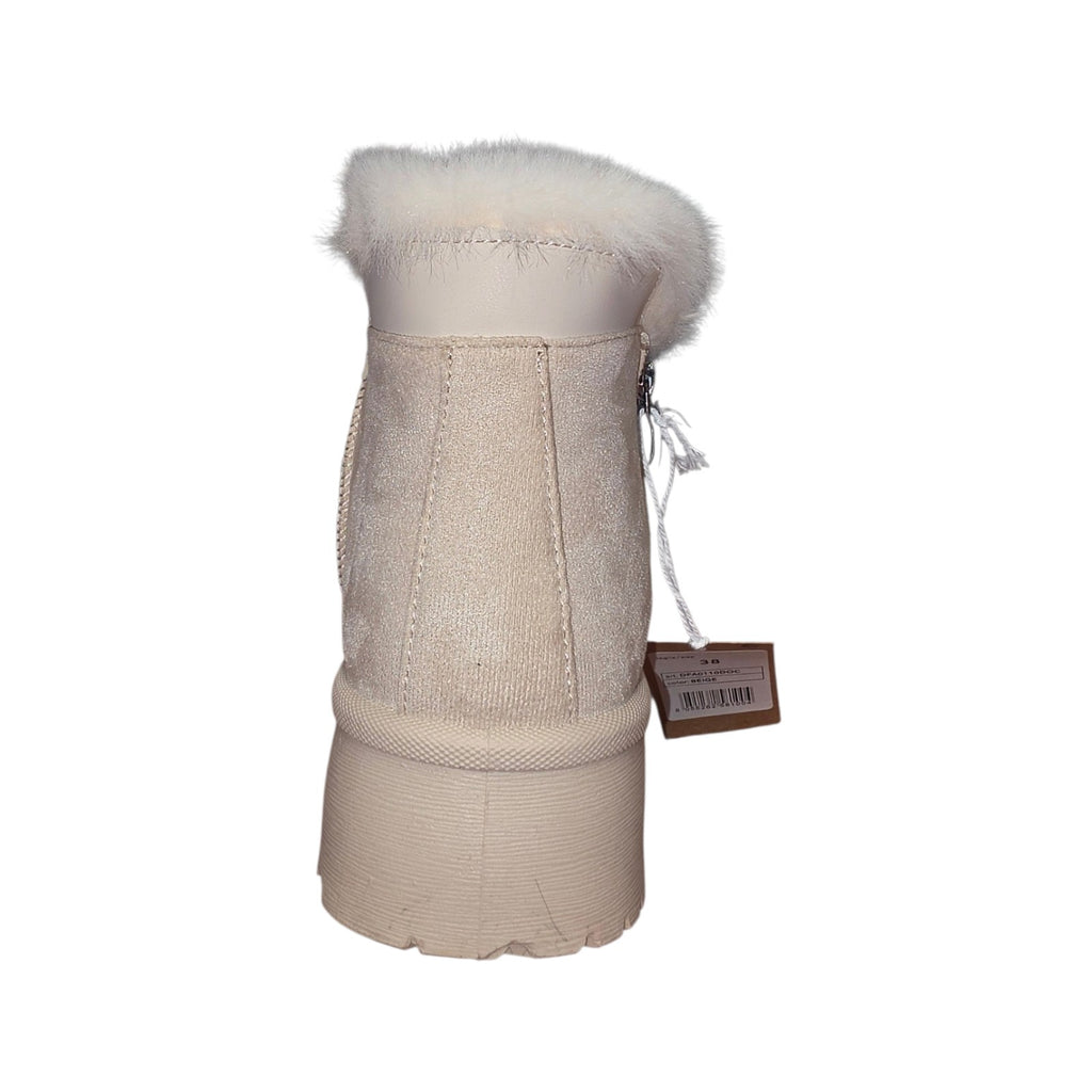 Stivaletto Donna Original Marines Beige con Pelliccia e Zip