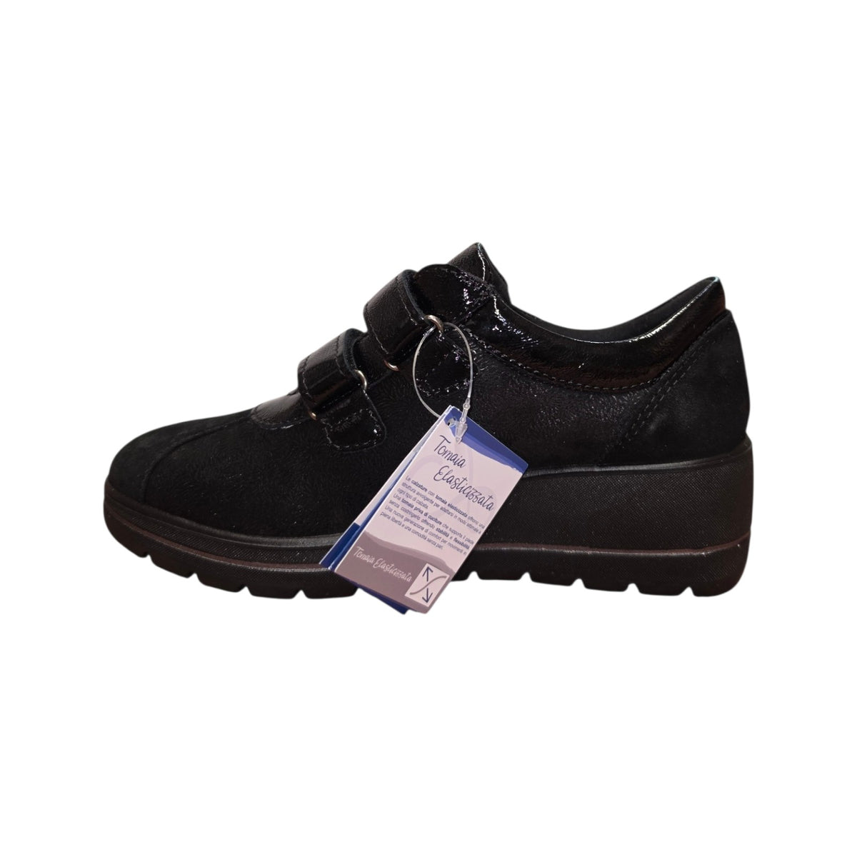 Scarpe IMAC Donna Nere con Zeppa e Strappi Velcro Comfort