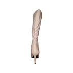 Stivale Donna Alto Beige con Tacco a Spillo e Punta