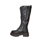 Stivali Queen Helena Alti Neri Stringati con Suola Chunky Donna