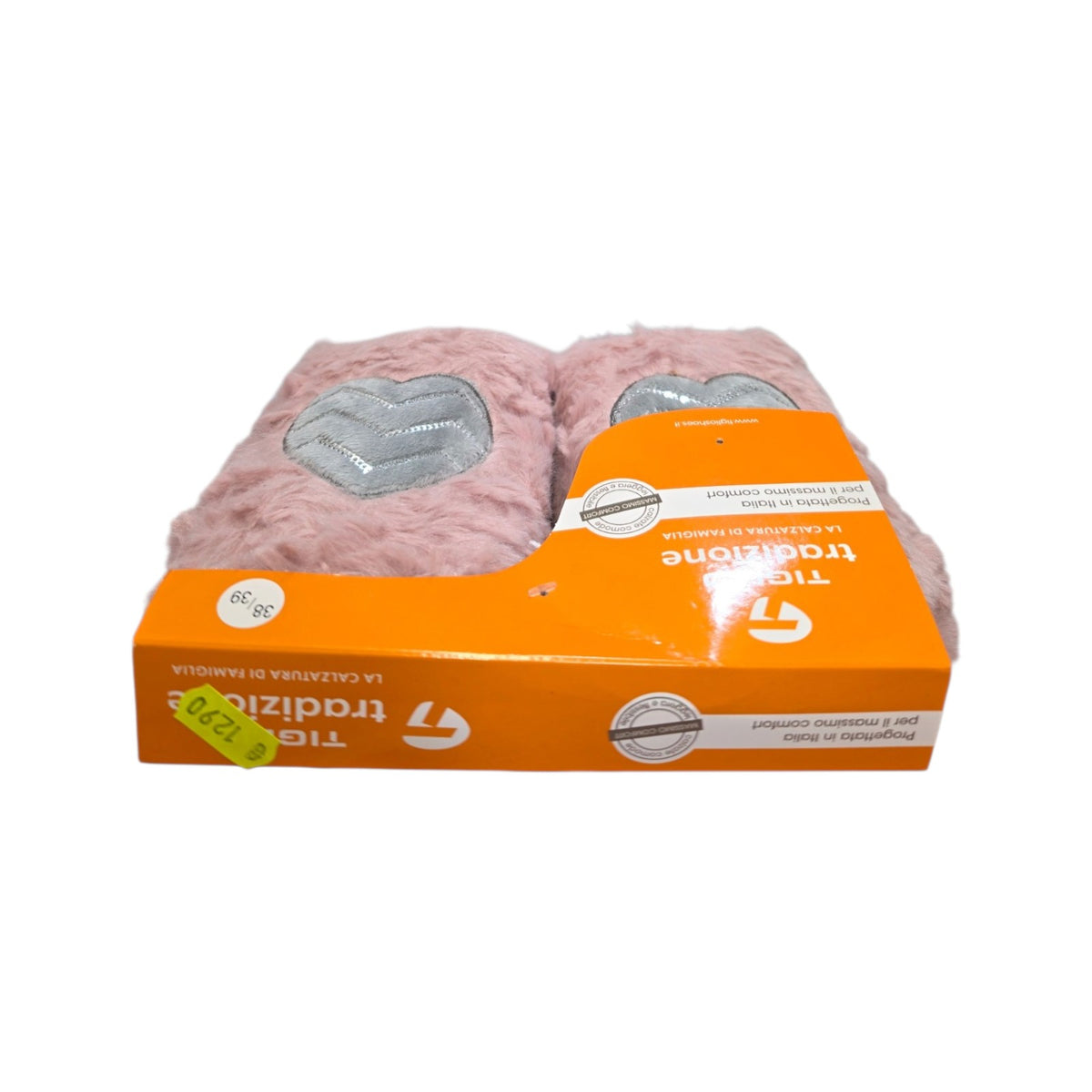 Pantofole Donna Tiglio Tradizione Rosa Peluche Cuore Argento
