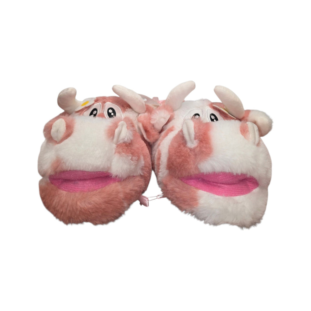Morbide Pantofole Peluche Maculate Rosa e Bianche