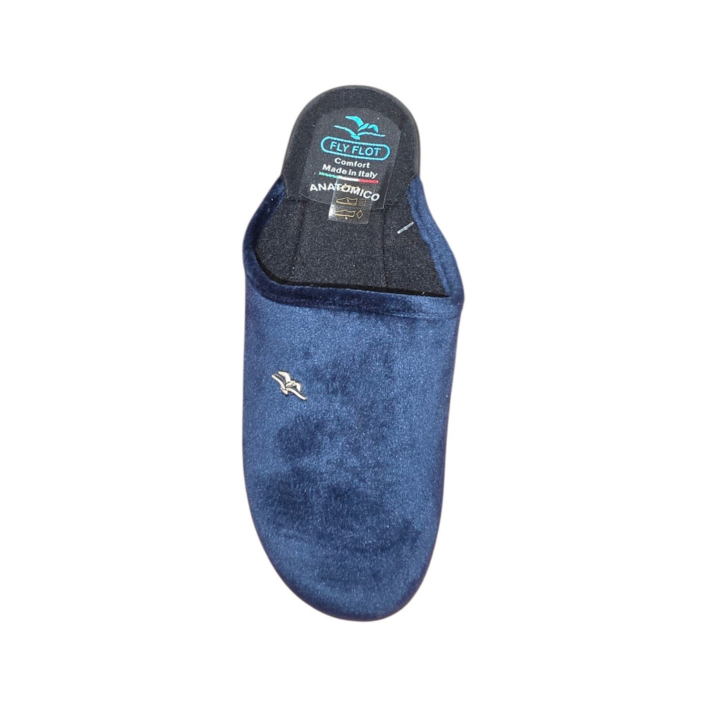 Pantofole Donna Velluto Blu Scuro Comode con Zeppa