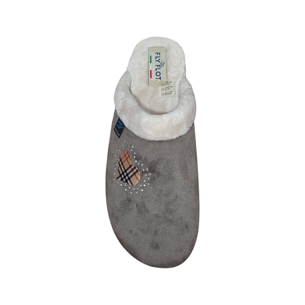 Pantofole Donna Fly Flot con Cuore Scozzese e Pelliccia