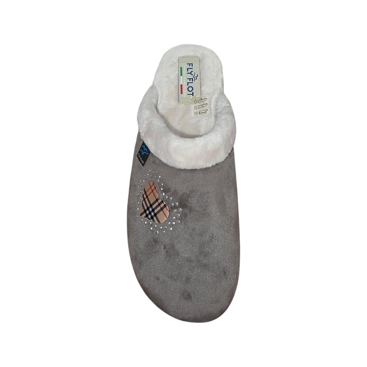 Pantofole Donna Fly Flot con Cuore Scozzese e Pelliccia