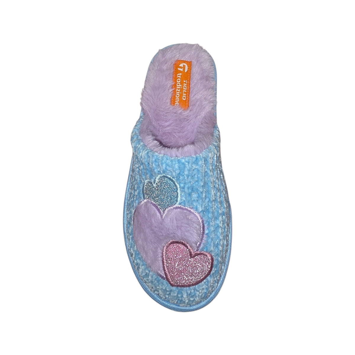 Pantofole Morbide Tiglio Donna Azzurre e Rosa con Dettaglio Glitter