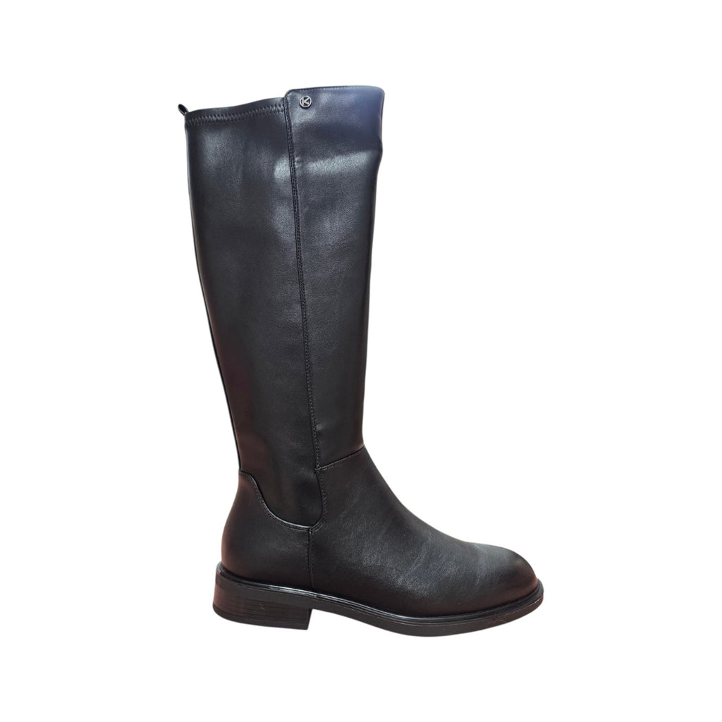 Stivale Alto Donna Keys Nero Elegante con Tacco Basso e Gambale Liscio