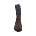 Stivaletto Donna Keys Marrone Scamosciato con Tacco Alto Largo e Punta Affusolata
