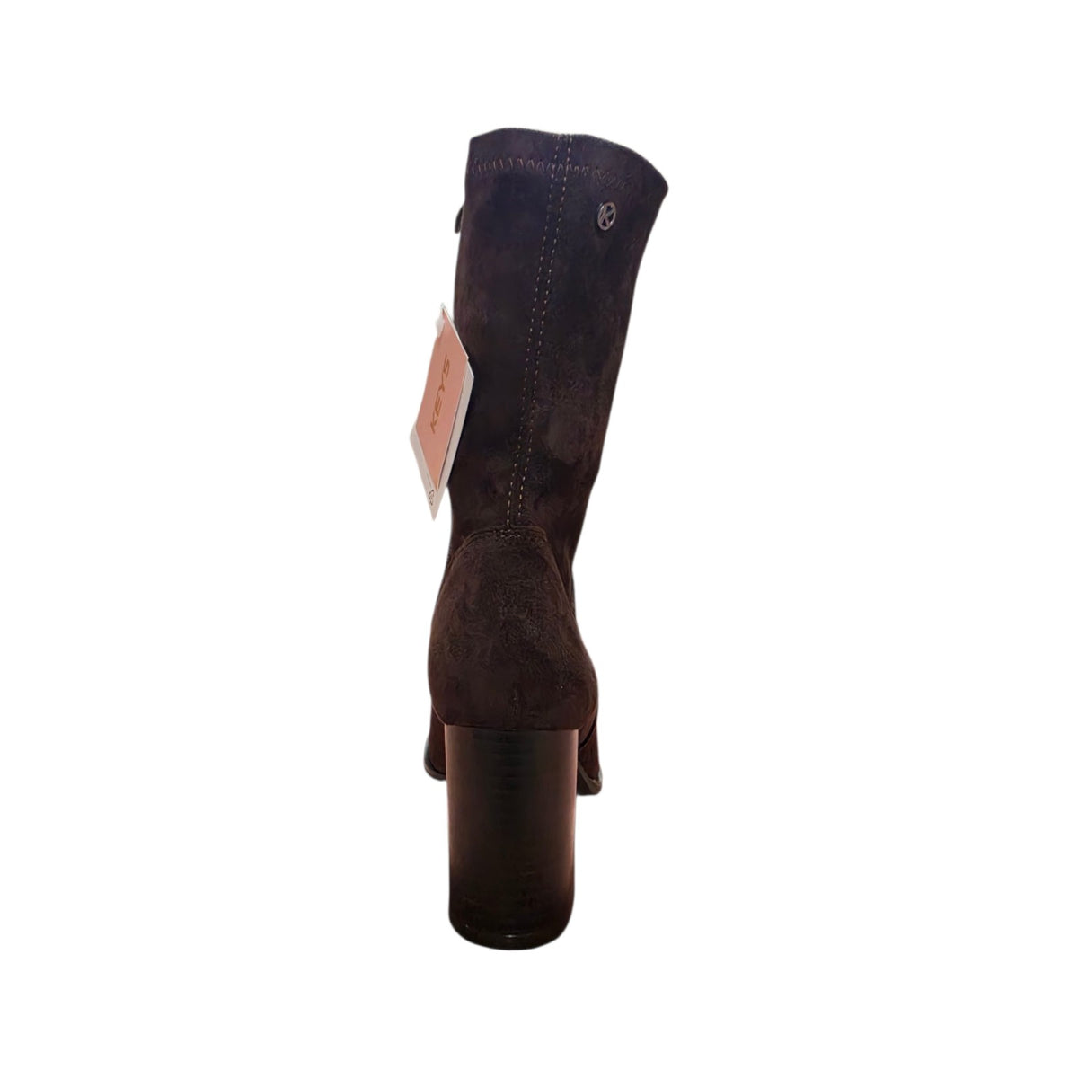 Stivaletto Donna Keys Marrone Scamosciato con Tacco Alto Largo e Punta Affusolata