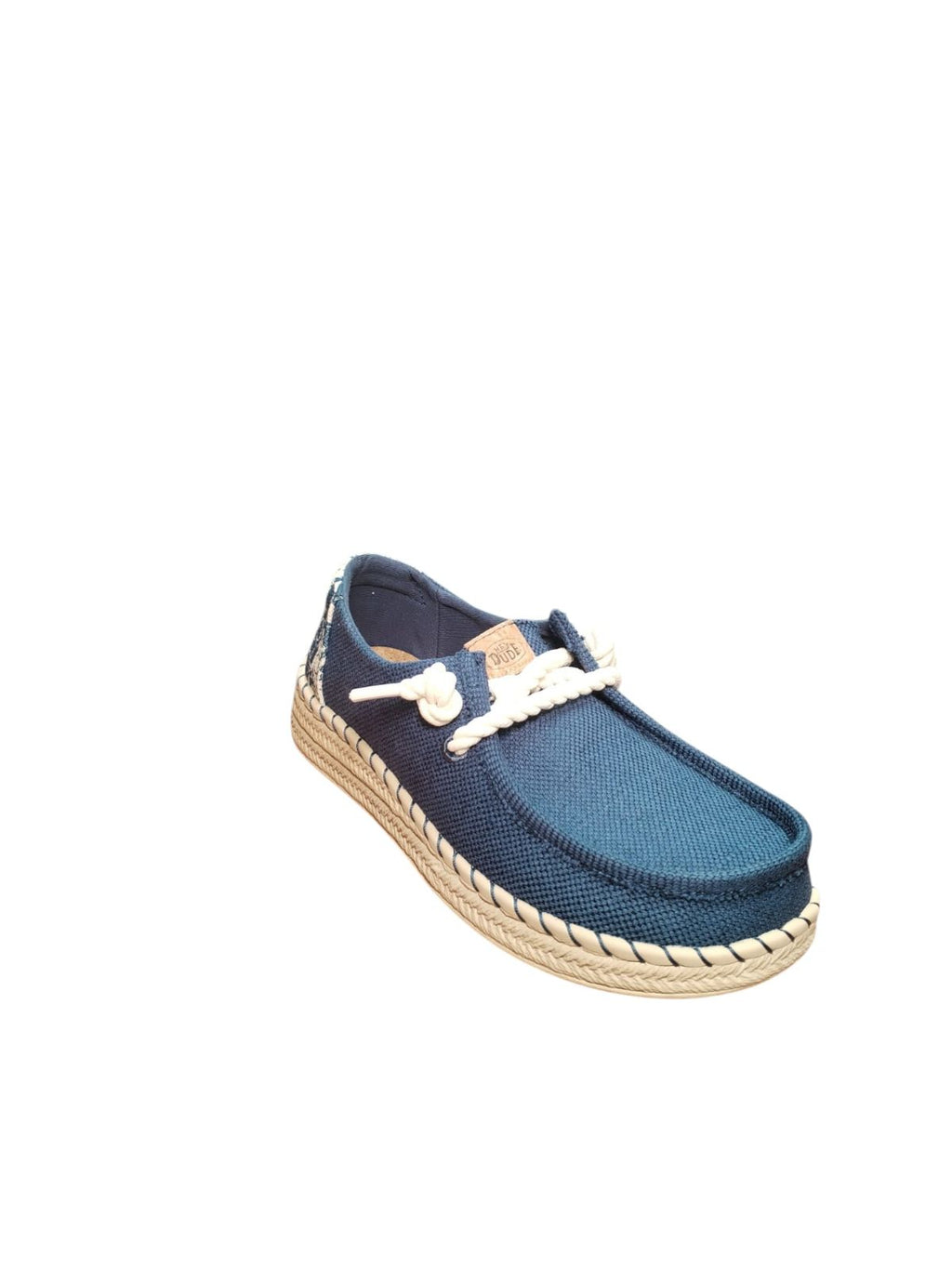 Mocassino Espadrillas Blu con Suola in Corda Intrecciata