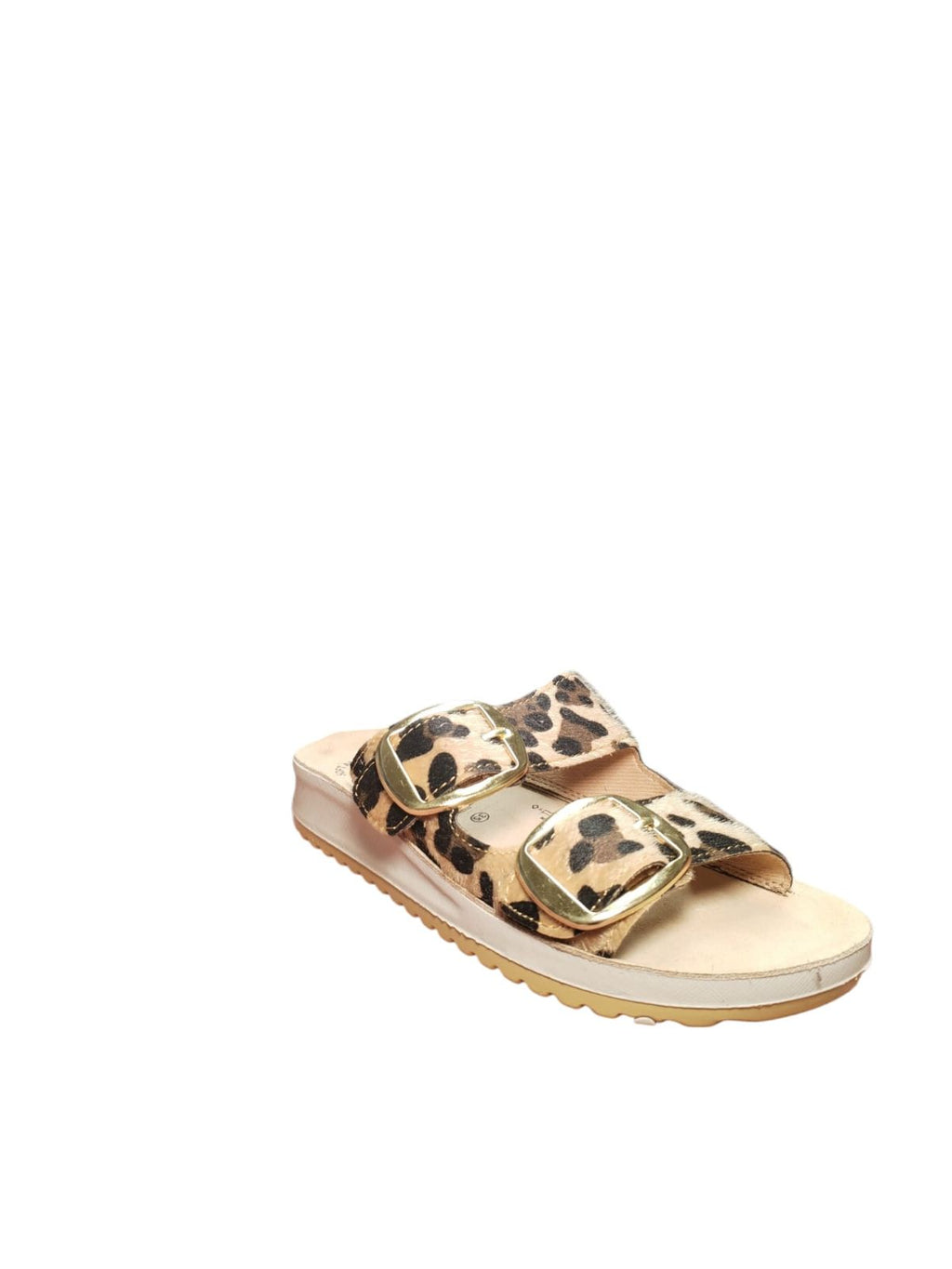 Sandali Tiglio Donna Leopardati con Doppia Fibbia Dorata
