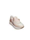 Sneakers Queen Helena Donna Beige con Dettagli Oro e Suola Alta