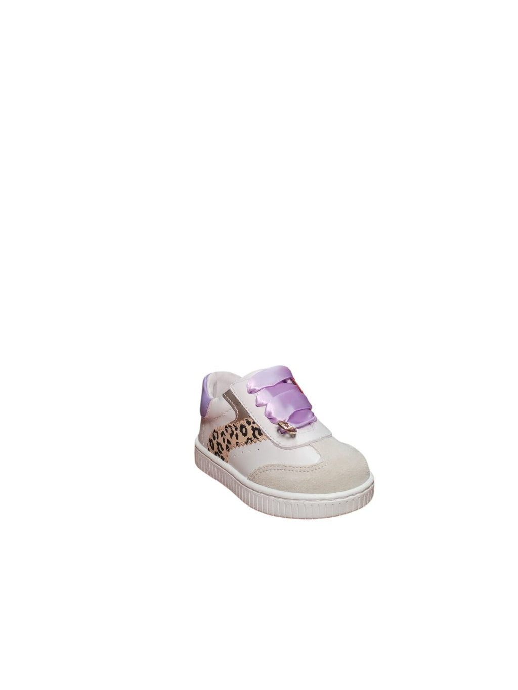 Sneaker Balducci Bambina Bianca Leopardata con Lacci Raso Viola