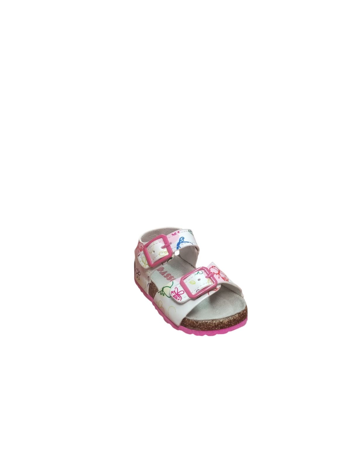 Sandali Asso Bambina Bianchi con Dinosauri e Fiori Rosa