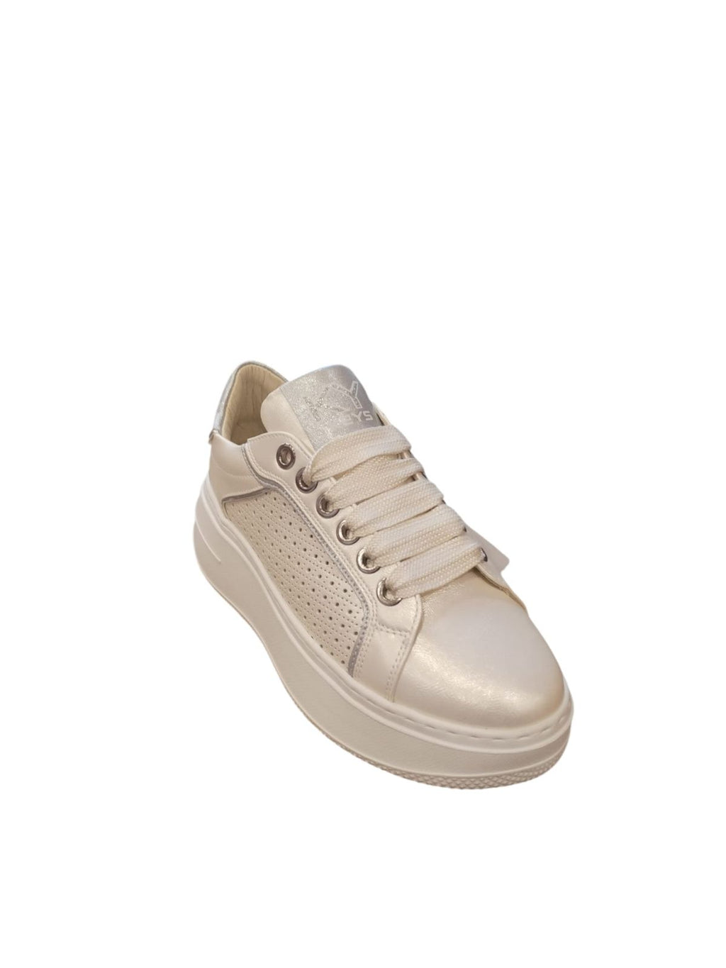 Sneakers KEYS Donna Platform Effetto Perla Beige Eleganti