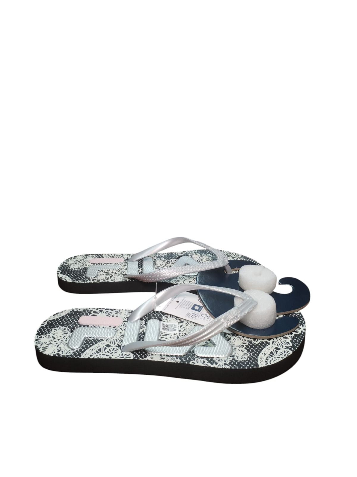 Fila Infradito Donna Fantasia B/N con Cinghie Argento