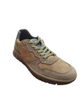 Sneakers made in italy e in vera pelle Uomo Casual in Suede Marrone e Verde Oliva