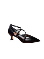 Décolleté ARRES Nere Eleganti con Tacco Basso e Doppia Fibbia