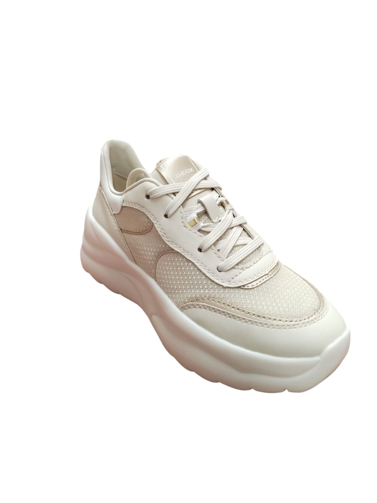 Sneakers Donna Geox Beige Traspiranti con Suola Alta