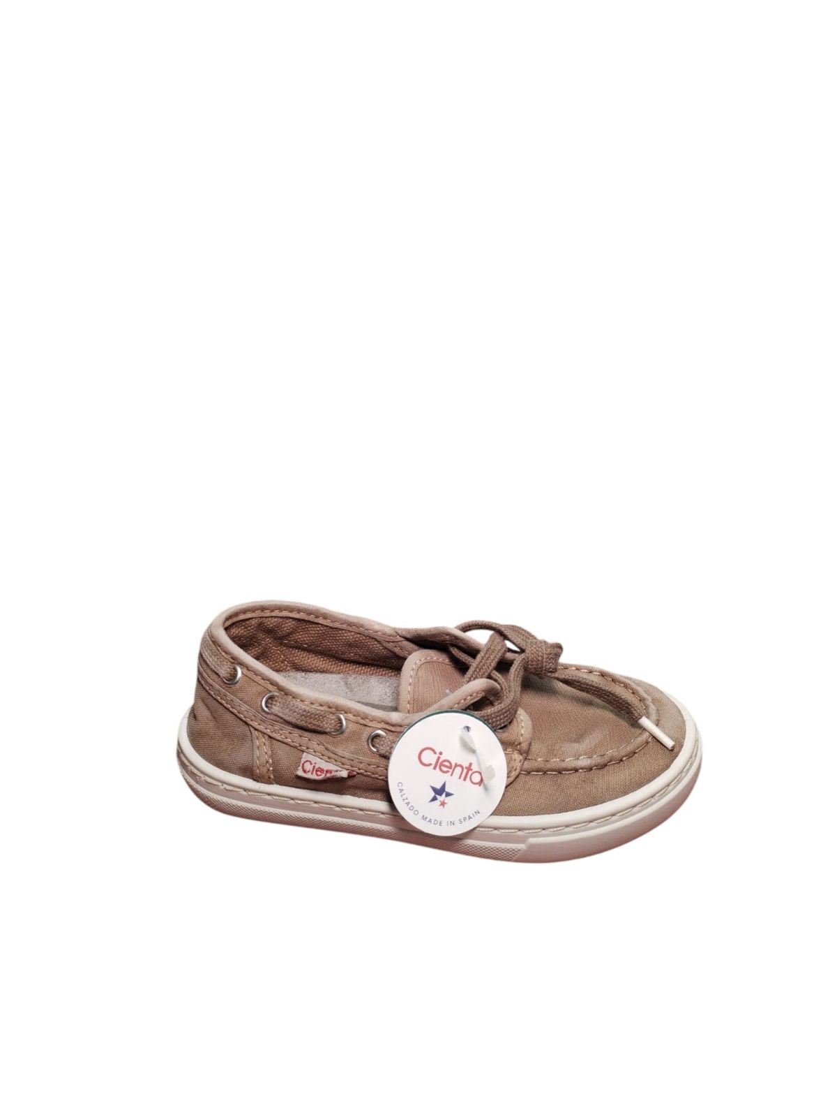 Scarpe da Barca Cienta per Bambini in Tela Beige