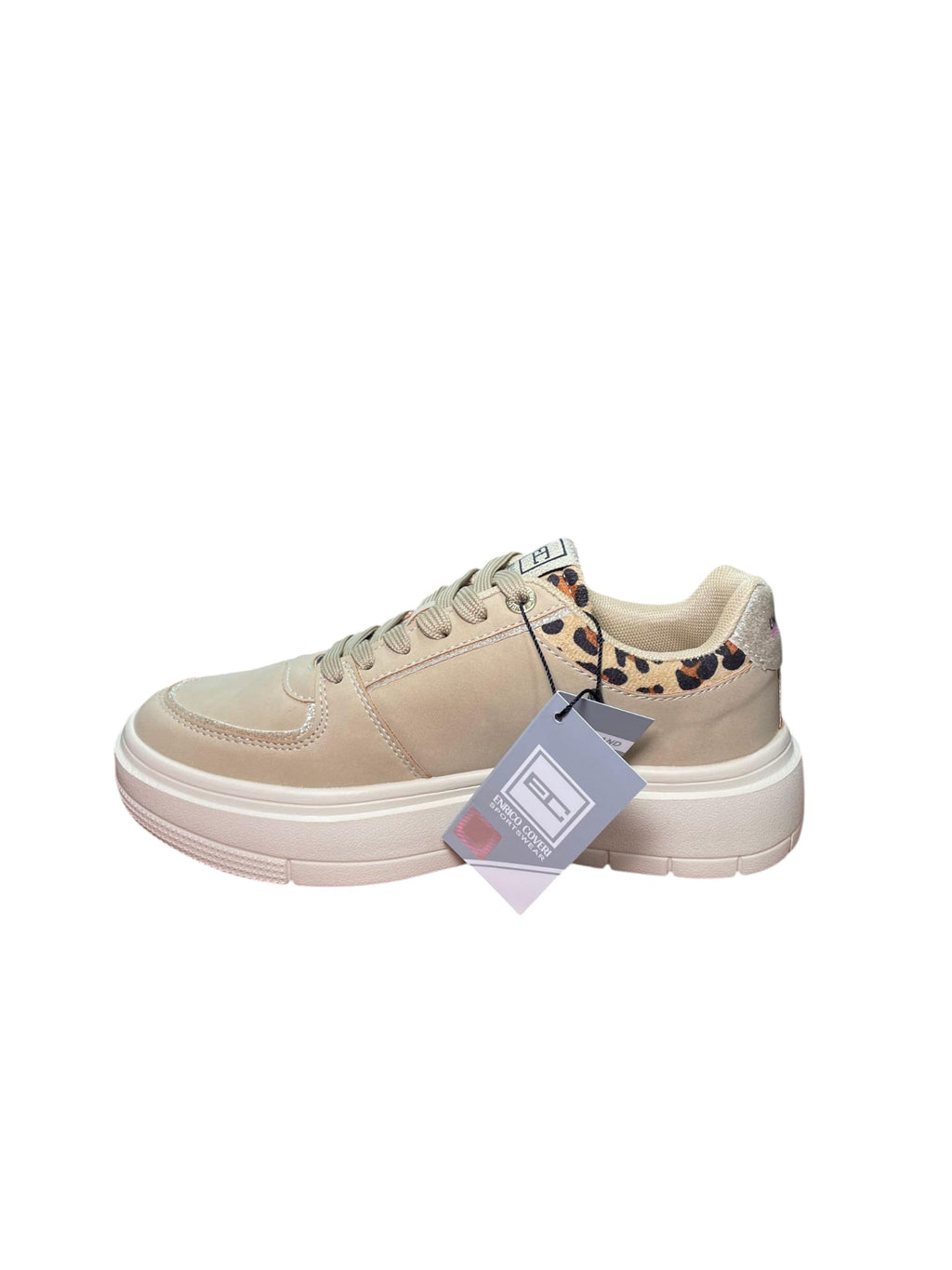 Sneakers Enrico Coveri Donna Beige con Stampa Leopardata e Platform