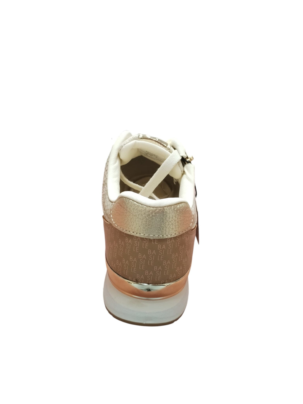 Sneakers Donna Basile Eleganti Oro Beige con Zip Laterale