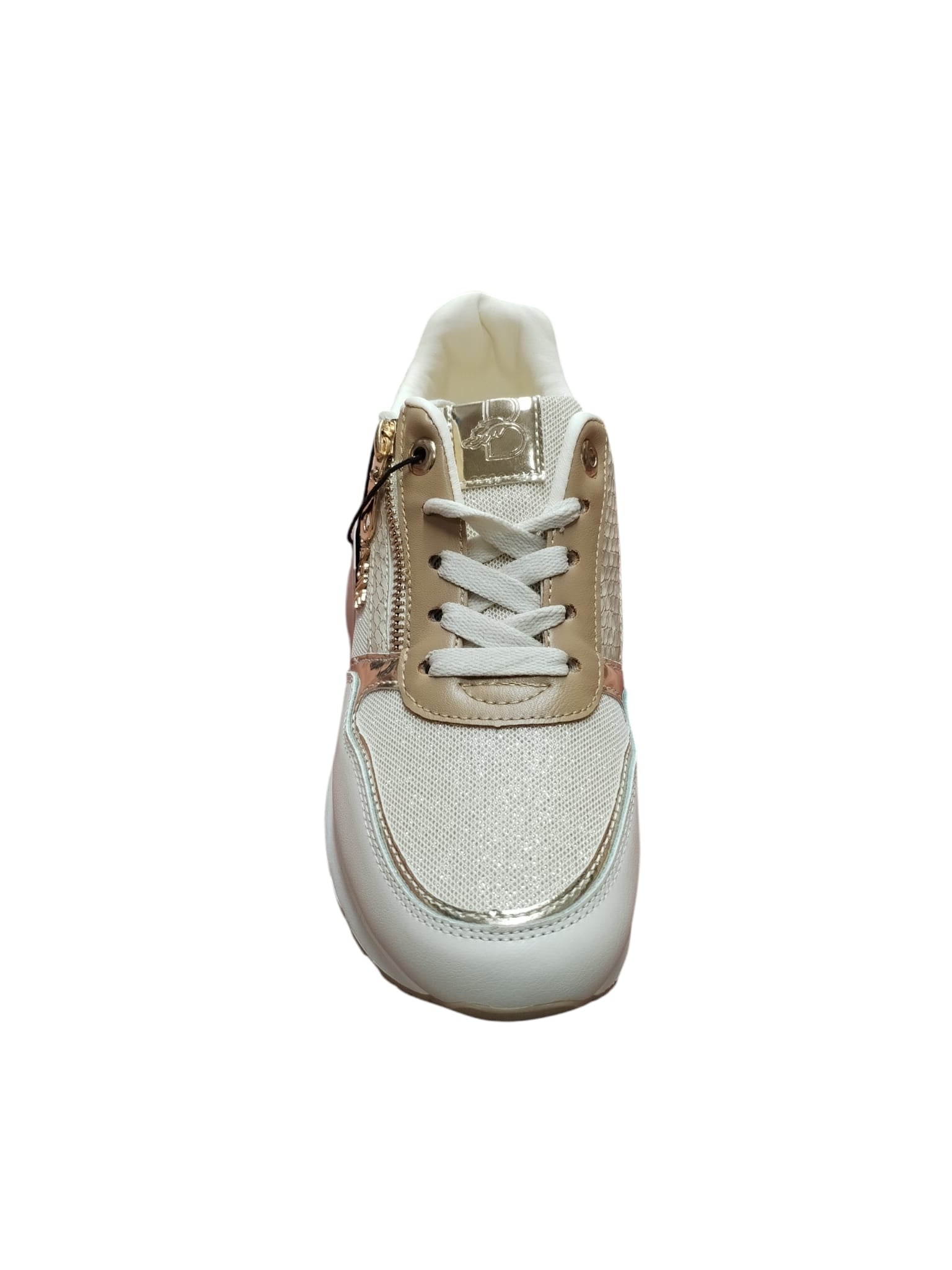 Sneakers Donna Basile Eleganti Oro Beige con Zip Laterale
