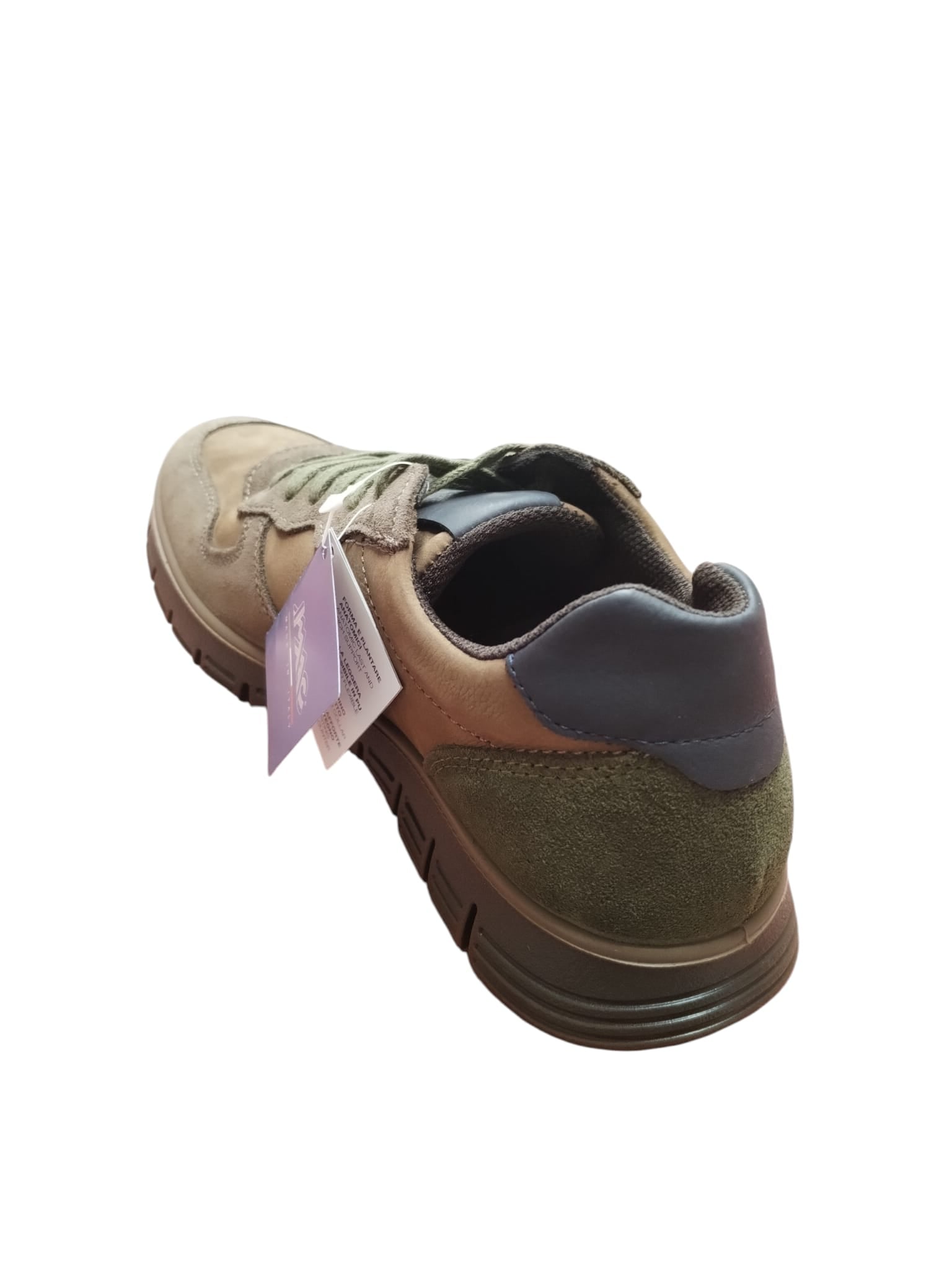 Sneakers made in italy e in vera pelle Uomo Casual in Suede Marrone e Verde Oliva