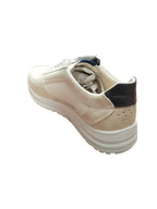 Sneaker in vera pelle uomo Casual Beige con Zip e Lacci