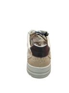 Sneaker in vera pelle uomo Casual Beige con Zip e Lacci