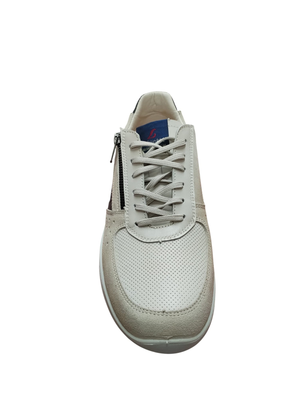 Sneaker in vera pelle uomo Casual Beige con Zip e Lacci