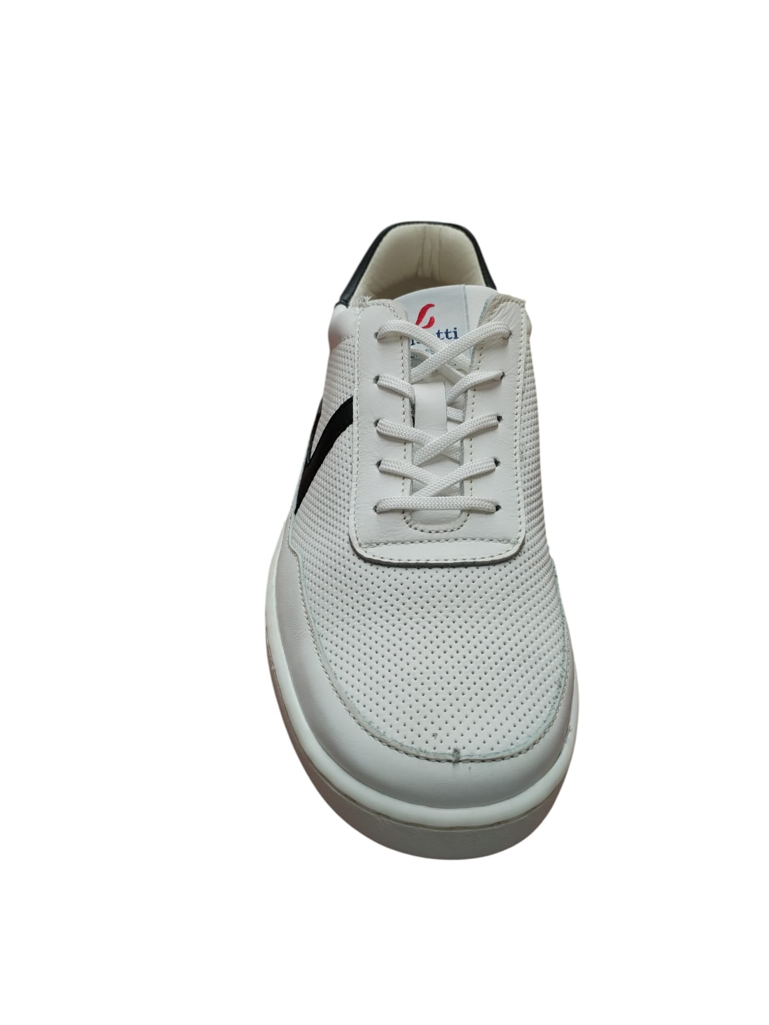 Sneaker Luisetti in vera pelle Casual Bianche Uomo/Unisex con Dettaglio Nero