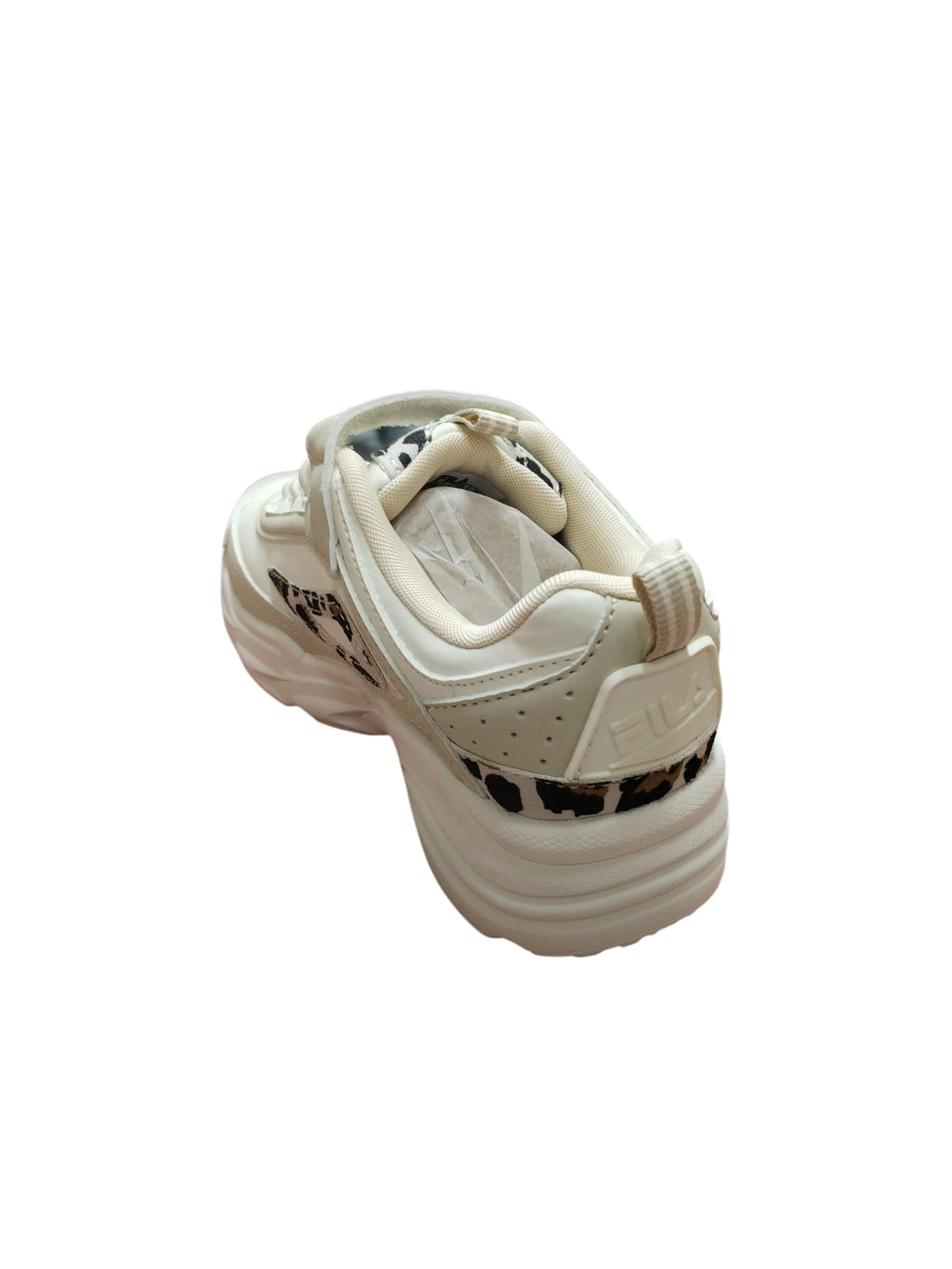 Sneakers Fila Bianche con Dettagli Leopardati e Velcro