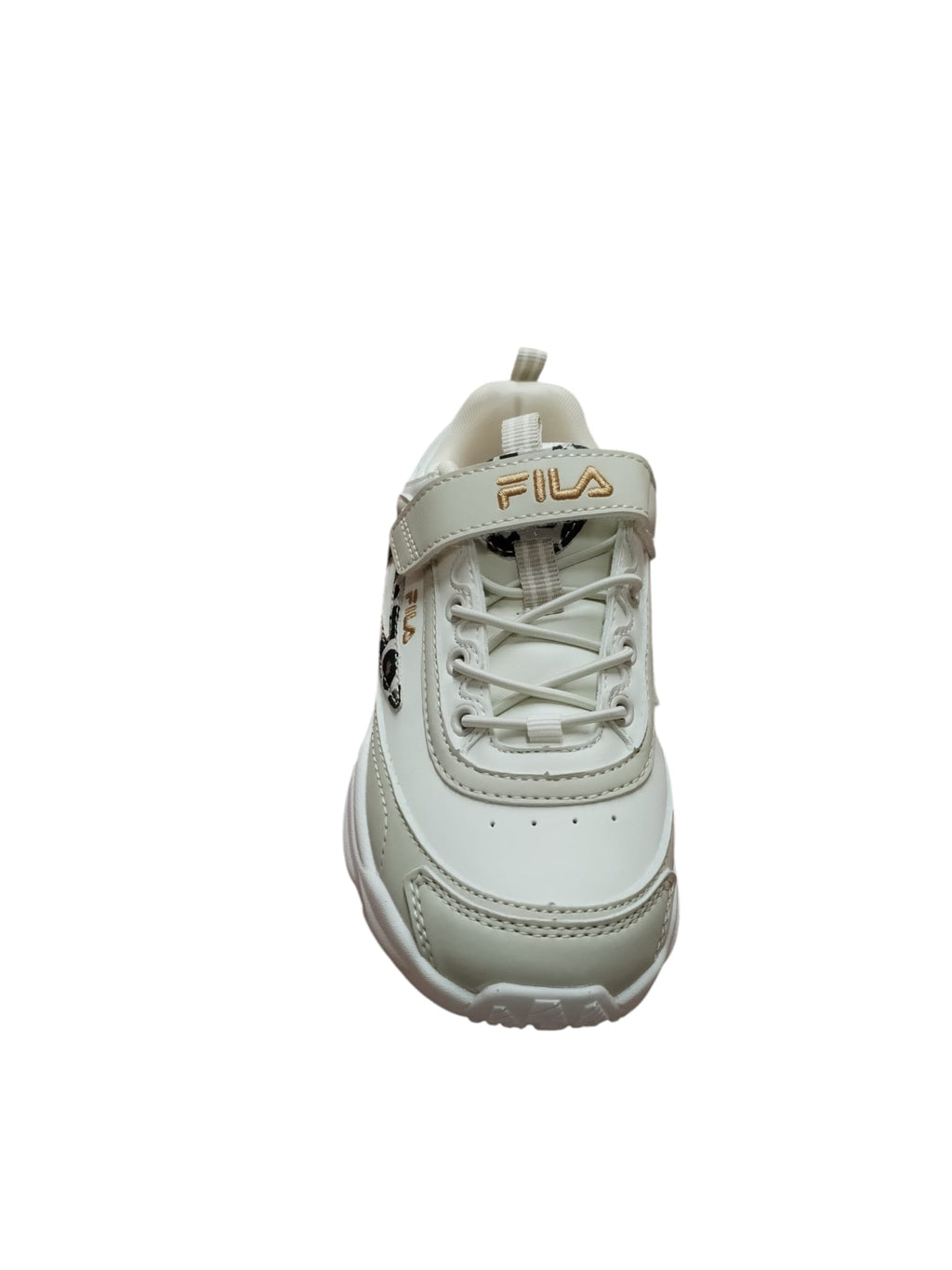 Sneakers Fila Bianche con Dettagli Leopardati e Velcro