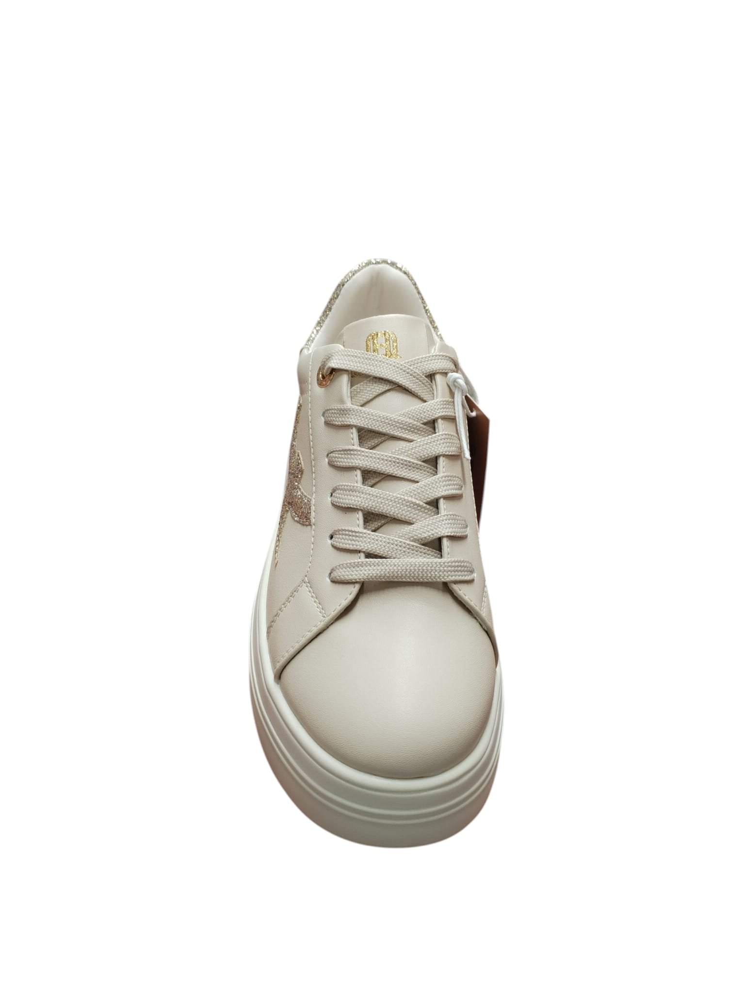 Sneakers Queen Helena Donna Beige Platform con Glitter e Stella