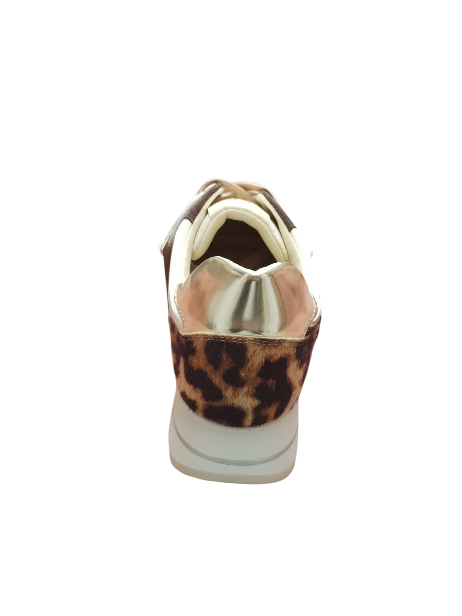 Queen Helena Sneakers Donna Platform Animalier Beige e Oro