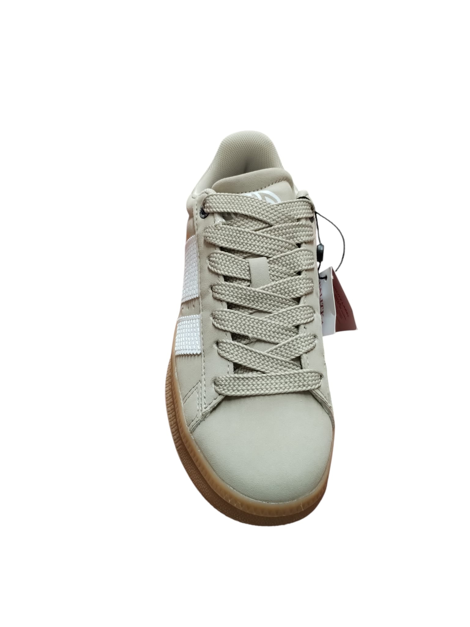 Rifle Sneakers Casual Beige con Suola Caramello e Strisce Bianche