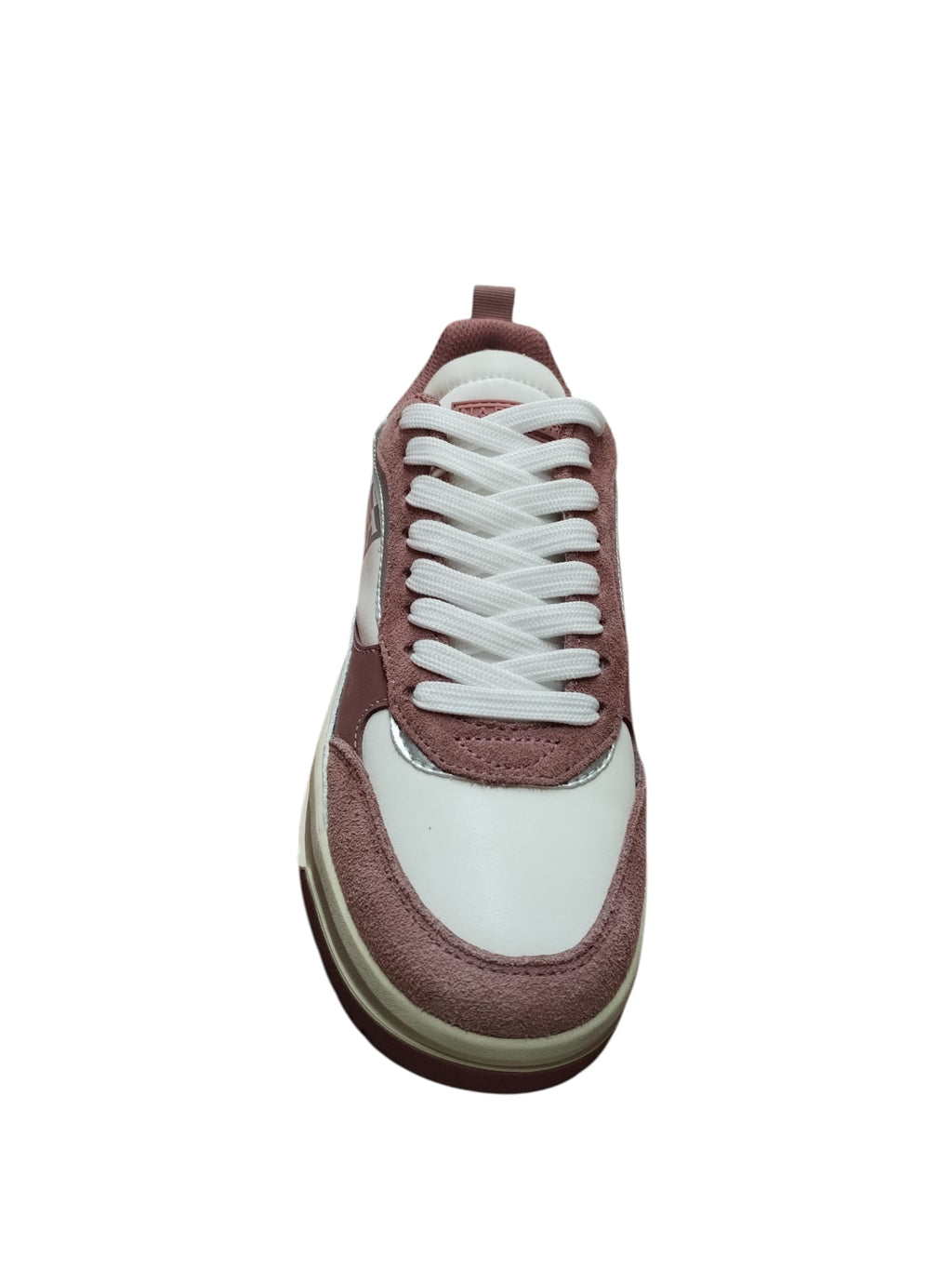 Sneakers Donna Bicolore Bianco Rosa Napapjri in vera pelle