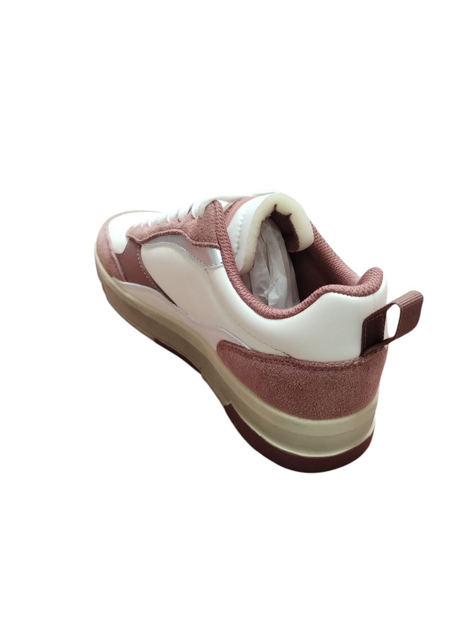 Sneakers Donna Bicolore Bianco Rosa Napapjri in vera pelle