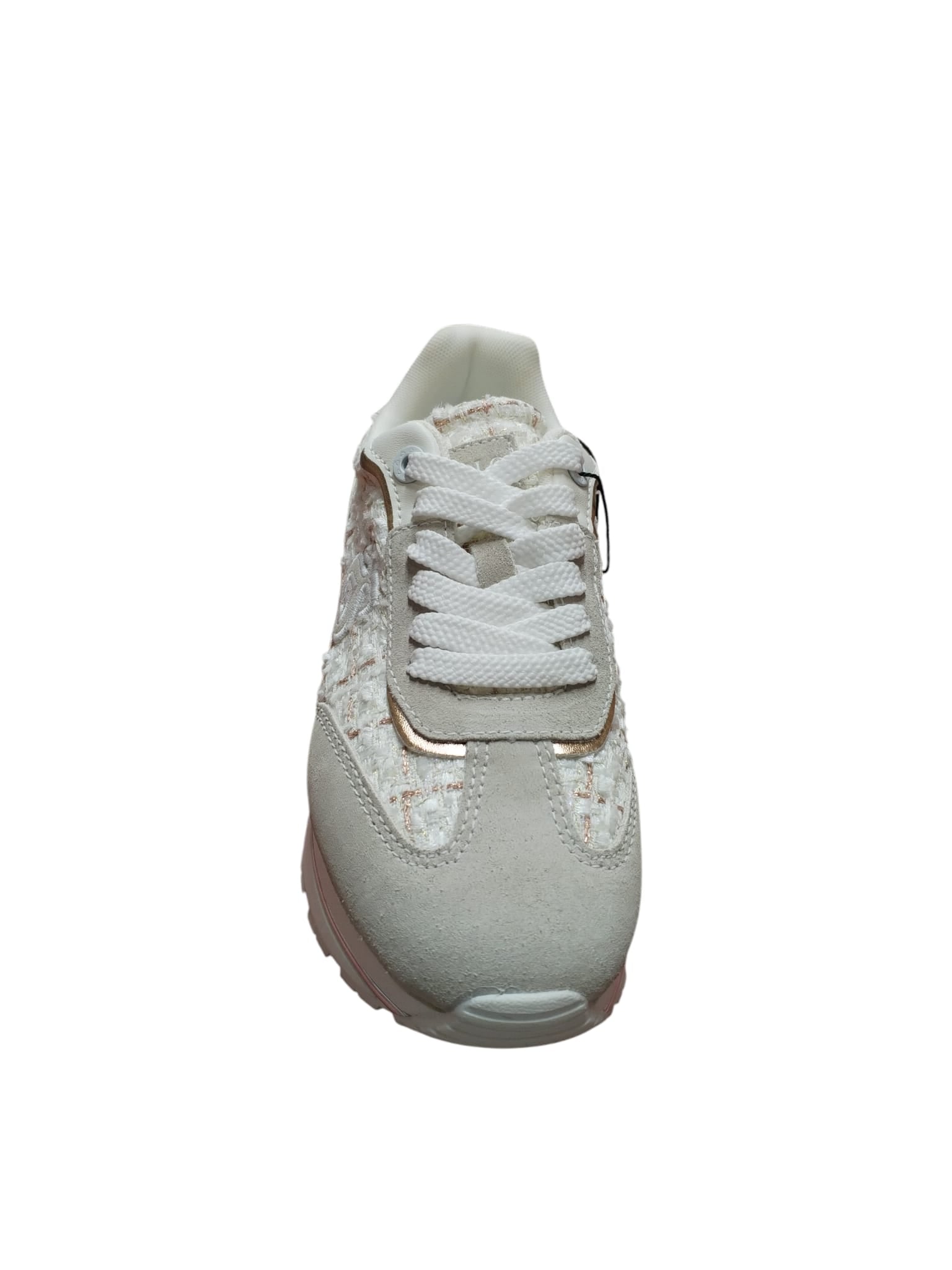 Soprani Sneakers Donna Eleganti Tweed Beige Oro