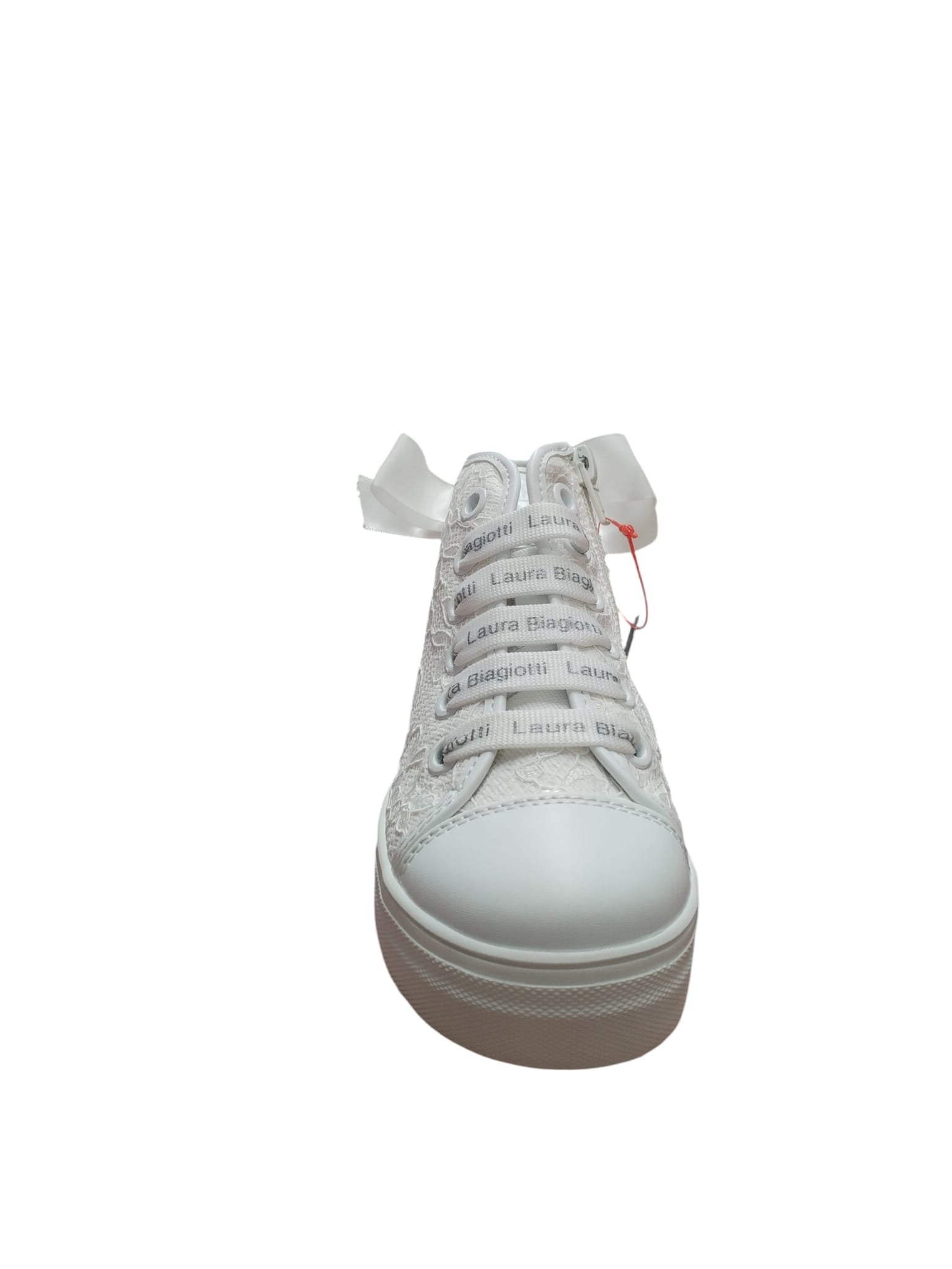 Sneakers Bianche Pizzo Laura Biagiotti con Fiocco
