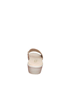 Sandalo Tiglio Donna Beige con Zeppa Bassa e Fibbia Dorata
