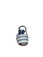 Sandali Slingback Donna Tessuto Intrecciato Blu e Bianco