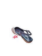 Sandali Slingback Donna Tessuto Intrecciato Blu e Bianco
