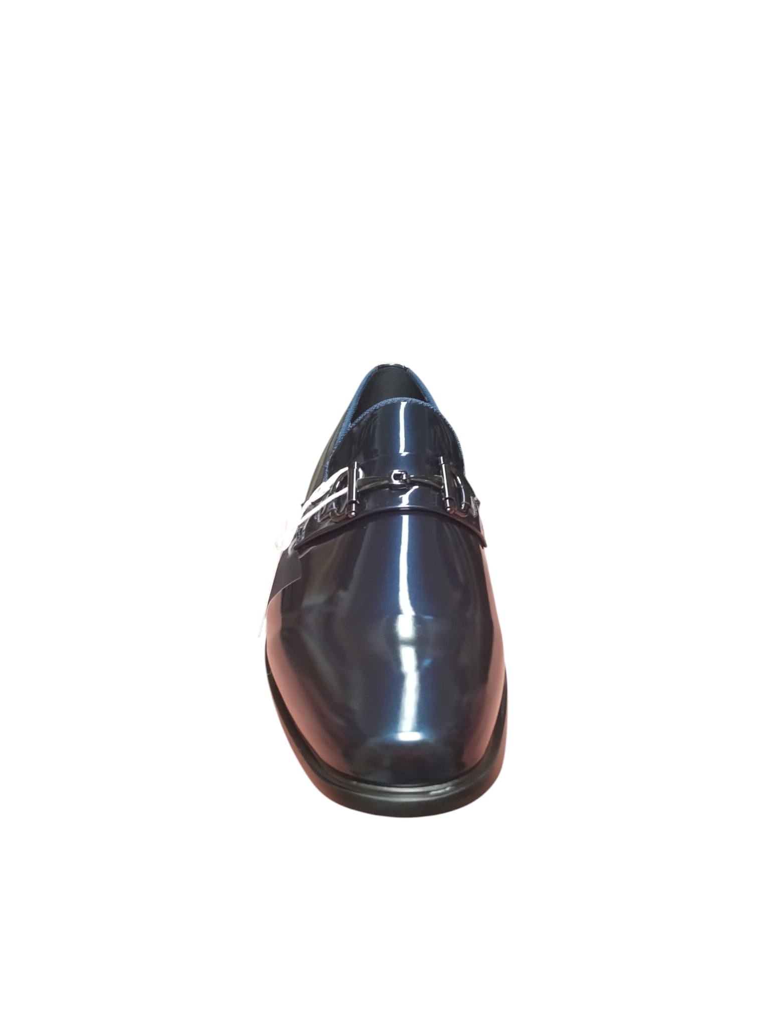 Mocassino Uomo GianMarco Venturi Elegante Blu Lucido con Fibbia Metallizzata